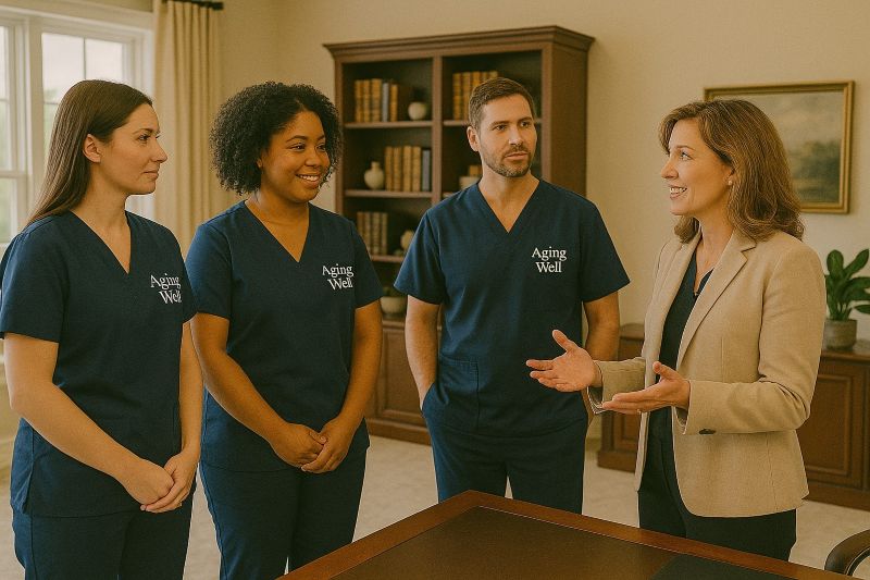 Caregiver supporting an older adult at home